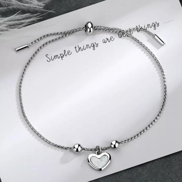 NEW 925 STERLING SILVER LOVE HEART BRACELET, NICE BRACELET, CUTE BRACELET - Picture 1 of 4